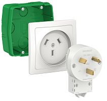 Комплект силовой встраиваемый Systeme Electric Blanca 32А (коробка+розетка+вилка) 230В белый картинка 